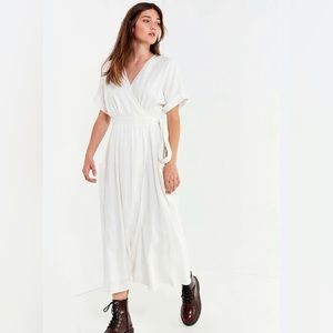 Urban Outfitters Gabrielle Linen Midi Wrap Dress